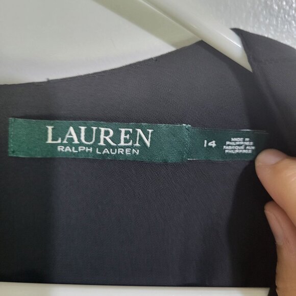 LAUREN RALPH LAUREN Womens SZ 14 Black Faux-Wrap Jumpsuit NWT MSRP $225 - Picture 9 of 12